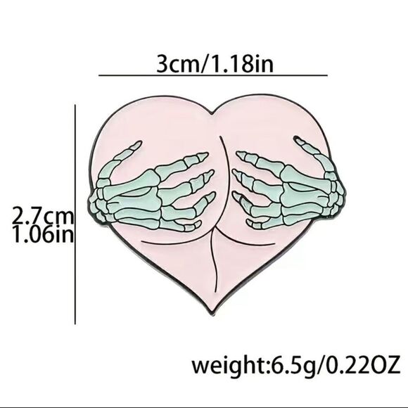 Skeleton heart (butt) enamel pin - Picture 2 of 3